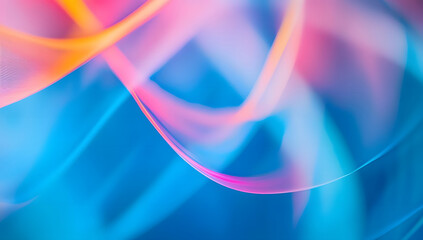 Poster - Abstract Pastel Blue Pink Orange Swirling Wave Design Background