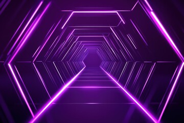 Poster - Trendy purple abstract glowing hexagon design creating an immersive geometric tunnel effect