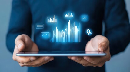 Poster - Business Strategy Concept with Data Visualization and Analytics on Tablet Device