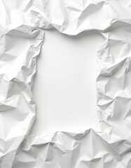 Poster - Torn crumpled white paper texture background with space for message. Ragged rip sheet scrap, banner with clear area, blank card mockup, headline template. Use torn paper for presentations.