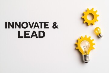 Poster - Bright Innovative Concept with Gears and Lightbulbs for Startup and Creative Ideas
