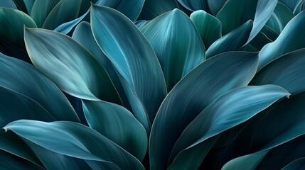 Aufkleber - Close up of a bunch of green leaves, possibly from a plant. The leaves are arranged in a way that creates a sense of depth and texture, with some leaves overlapping and others standing out