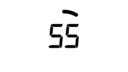 One minute countdown timer with circle, counting from one one minute to zero, digital clock, 60 second countdown, black background footage