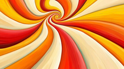 Leinwandbilder - Colorful swirl of orange, yellow, and white stripes. The colors are bright and vibrant, creating a sense of energy and movement. The spiral shape of the stripes adds to the dynamic feel of the image