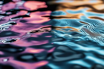 Poster - abstract water surface with vibrant reflections and gentle ripples creating a mesmerizing, dynamic p