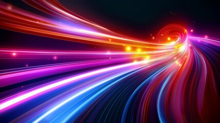 Aufkleber - Colorful, swirling line of light with a red and blue stripe. The image is abstract and has a sense of movement and energy
