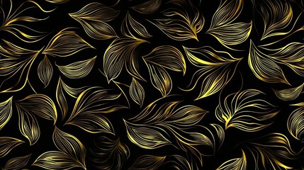 Poster - Gold leaf patterned background with a black foreground. The gold leaf pattern is very detailed and intricate