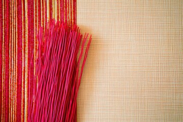Poster - vibrant pink strings against a textured background, creating a bold, eye-catching visual, perfect fo