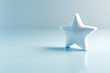 Fototapete - A 3D rendering of a pristine white star against a light blue gradient backdrop, creating a minimalist and elegant aesthetic with soft shadows and smooth surfaces.
