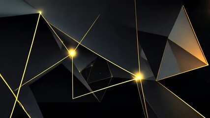 Poster - Dark geometric design with gold lines.  Detailed, abstract,  polygonal shapes