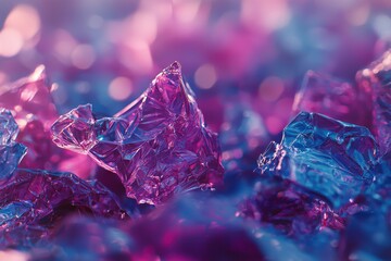 Poster - A close-up abstract of pink and blue crystalline structures, creating an alluring texture and depth, perfect for backgrounds and designs with vivid colors.