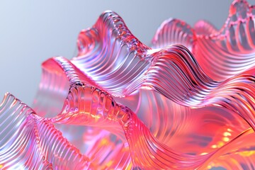 Poster - Abstract iridescent wave pattern with smooth, flowing lines and vibrant colors, creating a mesmerizing and futuristic visual experience, background image.
