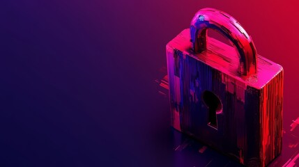 Poster - Red and purple background with a lock on it. The lock is open and the key is missing