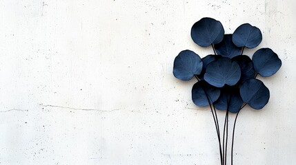 Aufkleber - Wall with a blue flower on it. The flower is surrounded by other flowers. The wall is white