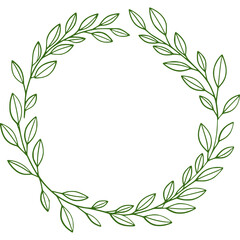 Poster - Leaf wreath green nature design. Round leaf wreath with green leaves for decoration. Nature design element with leaves