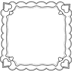 Poster - Heart border decorative frame with hearts and scalloped edges creating a cute and charming design element perfect for adding a touch of love and whimsy to any project