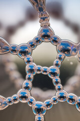 Poster - Abstract Close-Up of Bubbles Forming Intricate Patterns with Reflections of Nature