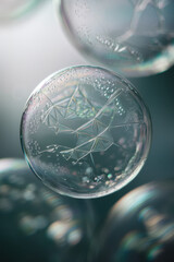 Poster - Delicate Soap Bubbles with Intricate Patterns and Soft Lighting