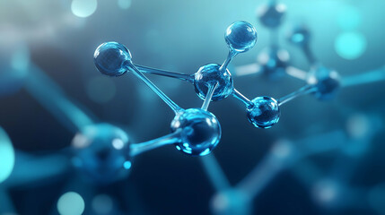 Aufkleber - A close-up view of molecular structures, showcasing interconnected atoms with a blue, futuristic background, emphasizing scientific themes.
