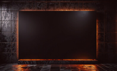 Poster - Black television screen is lit up with a red glow. The room is dark and the television is the only source of light