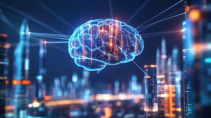 Poster - exploring innovative ai concepts digital brain visualization in urban technology landscape