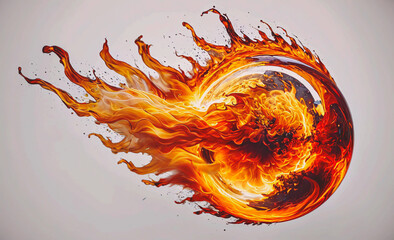 Poster - Fire is depicted in a circle with flames shooting out of it. The fire is orange and he is very large