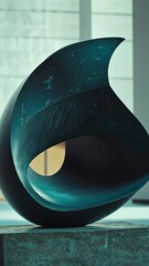 Poster - Modern abstract sculpture displayed in an urban architectural space during the day
