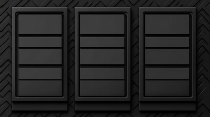 Leinwandbilder - Three Rectangular Structures Displayed Against Textured Dark Surface Background