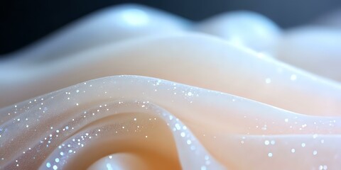 Poster - Delicate peach rose petals with morning dew drops in soft focus macro photography, creating dreamy romantic atmosphere for wedding and celebration designs.