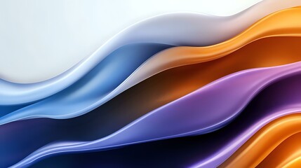 Aufkleber - smooth flowing waves in vibrant blue, orange and purple create dynamic abstract background with eleg