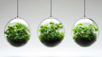 Hanging Glass Globes with Plants - Modern Design