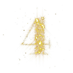Aufkleber - Golden glitter number 4. Number four of shimmering sequins and glow sparkles on transparent background. PNG