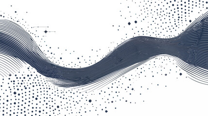 Poster - abstract waveform lines and dots target minimalist vector business background with starry sky and un