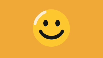Poster - Bright Yellow Smiley Face Vector Image with Cheerful Expression on Orange Background, Ideal for Positive Messaging and Digital Graphic Use