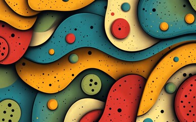 Fototapete - Modern abstract graphic featuring dynamic colorful fluid and wavy background