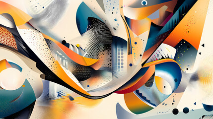 Wall Mural - geometric shapes and patterns intersect in a dynamic dance, creating an intricate web of abstraction