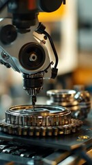 Poster - Robotic arm assembling mechanical components in a modern manufacturing facility