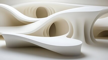 Leinwandbilder - Abstract and artistic white architectural forms creating a visual space