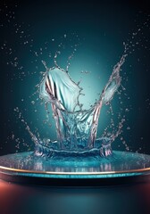 Poster - Water splash creating dynamic shapes against a vibrant background