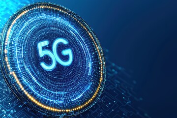 Poster - Futuristic City Concept Powered by New Technology Illustrated with Bright 5G Digital Integration