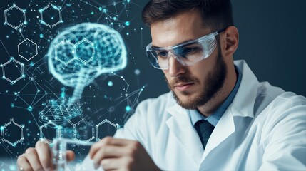 Poster - Innovative Scientist Exploring New High-Tech Concepts in Modern Laboratory Environment