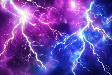 Wall Mural - vibrant purple and blue lightning bolts across a dark background