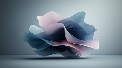 Poster - Abstract, 3D, fluid, organic, sculpted form, pastel shades, in muted tones