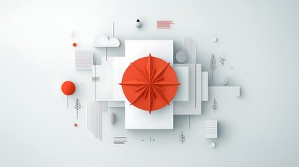 Aufkleber - Abstract architectural design, stylized city scene