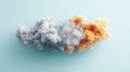 Aufkleber - Abstract cloud-like shapes of gray and orange smoke against a light blue background