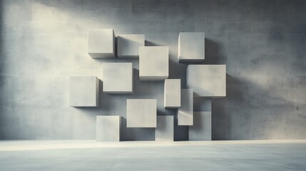 Poster - Abstract concrete wall with geometric shapes