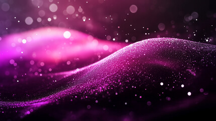 Wall Mural - sparkle magenta, abstract gradient shape on black background, dark noise grainy texture glowing bann