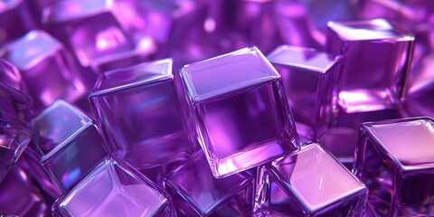 Poster - Colorful translucent purple cubes stacked together in a visually striking arrangement