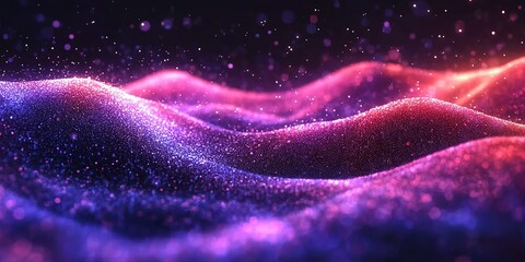 Fototapete - Colorful waves of glowing particles create a mesmerizing visual experience in a digital art composition