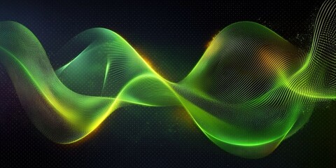 Fototapete - Colorful abstract waves create dynamic energy patterns in a dark background with glowing effects